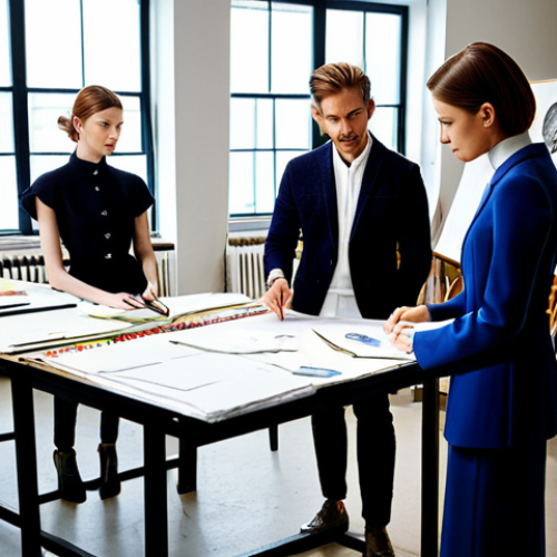 Fashion Design Studio**

"A diverse team of fashion designers collaborating in a bright, modern studio, sketching designs and discussing fabric swatches, fully clothed in professional attire, surrounded by mood boards and mannequins, focus on teamwork and creativity, perfect anatomy, natural proportions, safe for work, appropriate content, professional."

**