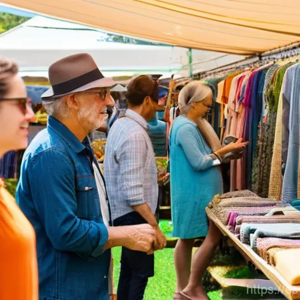 지속가능 패션 브랜드 - **Prompt 1: A Vibrant Sustainable Fashion Market**
    "A diverse group of cheerful people, includin...