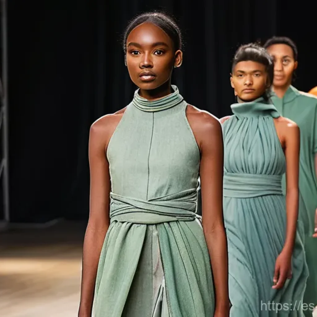 패션디자인 공모전 준비 - **Sustainable & Innovative Runway Fashion Show**
    "A high-fashion editorial photograph of a diver...