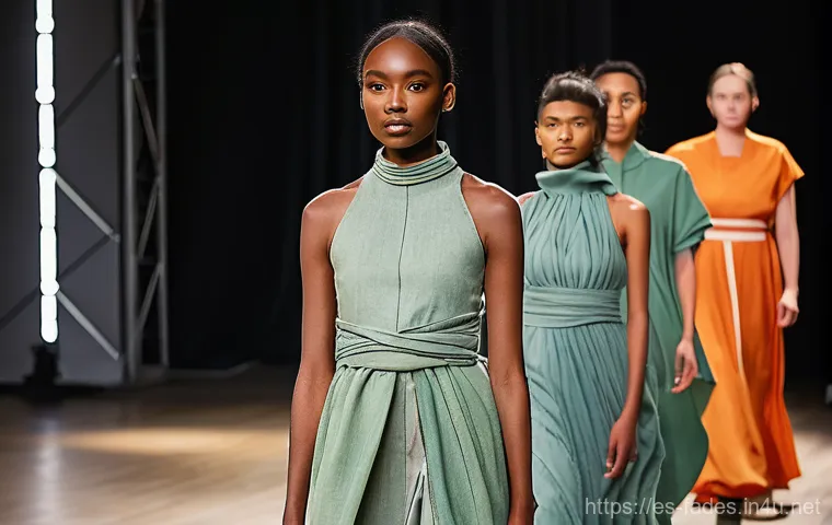 패션디자인 공모전 준비 - **Sustainable & Innovative Runway Fashion Show**
    "A high-fashion editorial photograph of a diver...