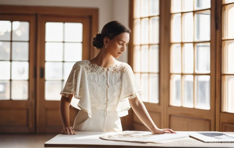 패션디자인과 패션 아카이브 - ### Image Prompt 1: The Designer's Vision - Blending Andalusian Heritage with Modern Flair