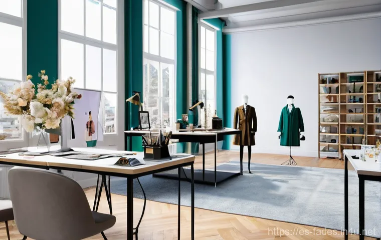 패션디자인과 패션디지털화 - Here are three detailed image prompts: