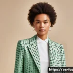 패션디자인과 패션신제품 개발 - **Prompt:** A stylish young woman (18-25 years old) stands confidently in a bright, modern studio, w...