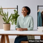 Home 20 패션디자인 지속 가능성 - A vibrant fashion studio scene showcasing a diverse group of adult models wearing eco-friendly cloth...