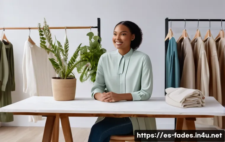 패션디자인 지속 가능성 - A vibrant fashion studio scene showcasing a diverse group of adult models wearing eco-friendly cloth...