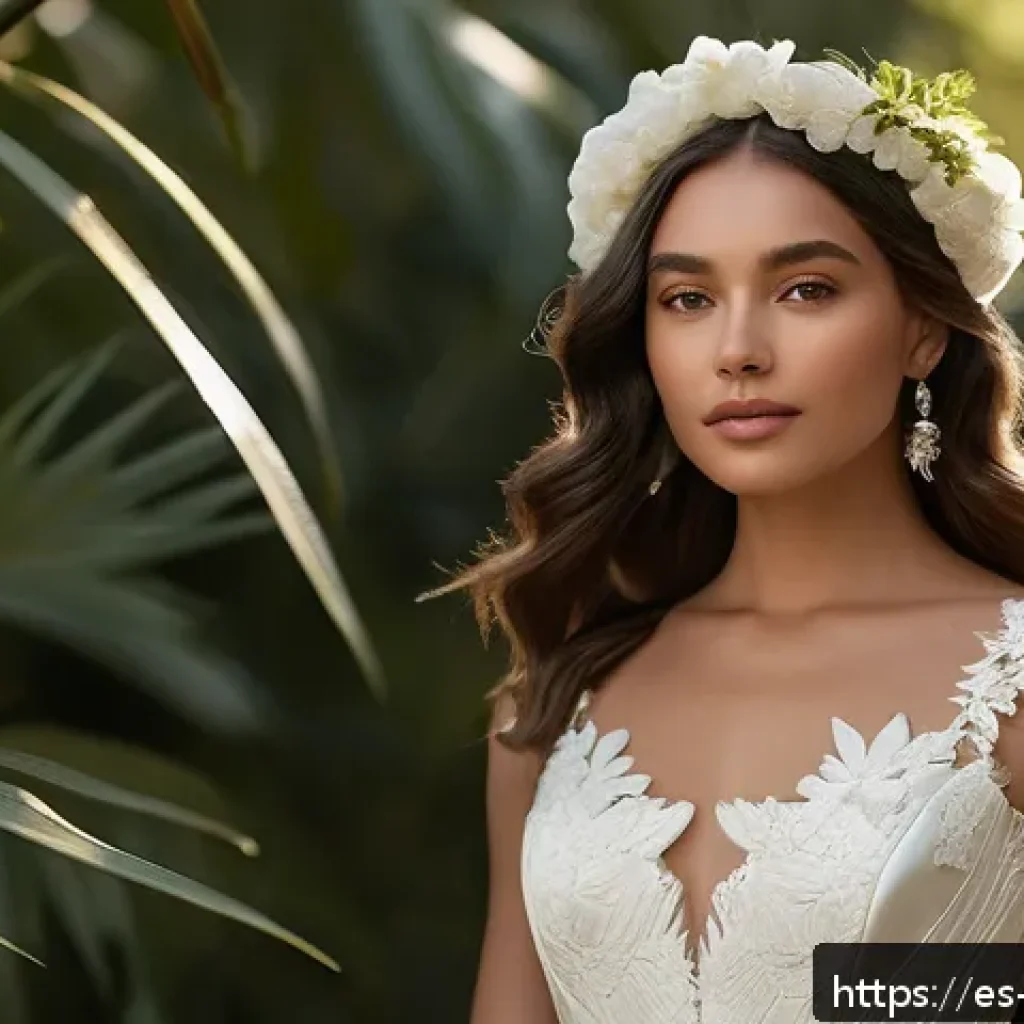 패션디자인과 웨딩드레스 디자인 - A modern bride wearing a sustainable wedding dress made of eco-friendly satin and organic lace, feat...