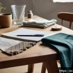 패션디자인 졸업작품 - A sustainable fashion designer&rsquo;s workspace featuring eco-friendly textiles such as certified organic...
