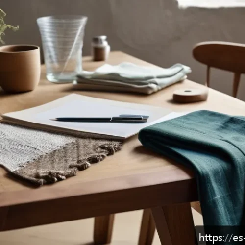 패션디자인 졸업작품 - A sustainable fashion designer&rsquo;s workspace featuring eco-friendly textiles such as certified organic...