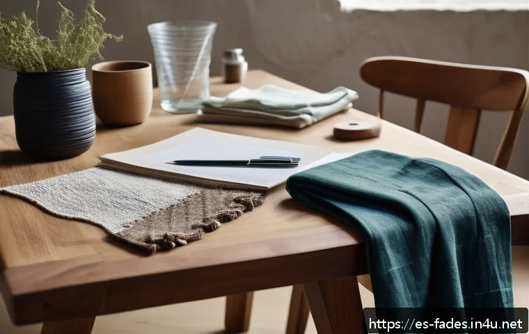 패션디자인 졸업작품 - A sustainable fashion designer&rsquo;s workspace featuring eco-friendly textiles such as certified organic...