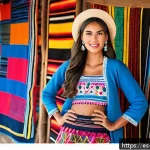 패션디자인과 글로벌 패션 비즈니스 - A vibrant fashion photoshoot showcasing a contemporary clothing collection inspired by traditional A...